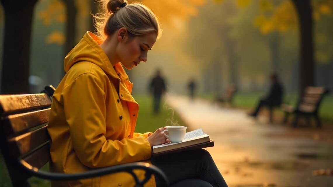 Panchina, te, libro, lettura