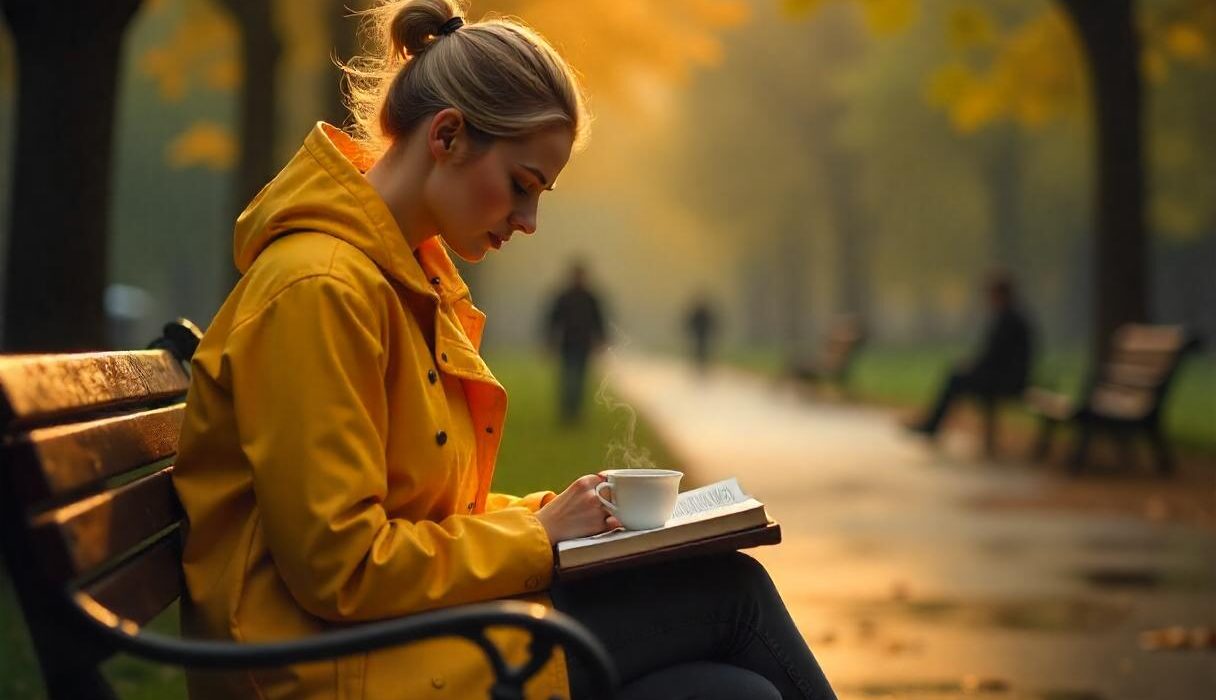 Panchina, te, libro, lettura