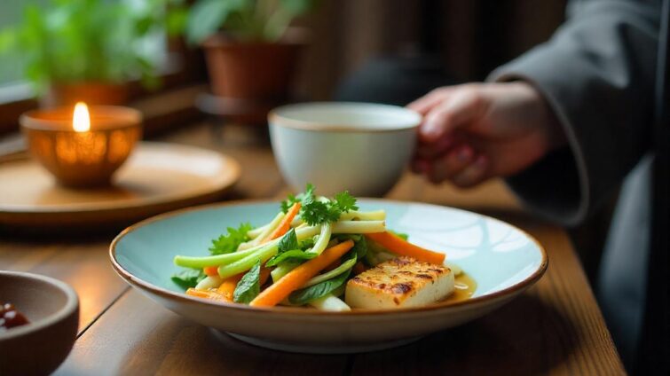 Piatto mini al verdure, tazza